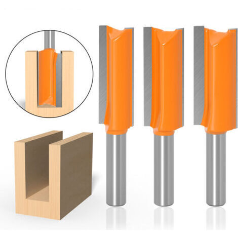3Pcs Fraise droite de 8 mm Fraise à Bois Fraise Extra-longue Fraise à Raser Mèche Droite