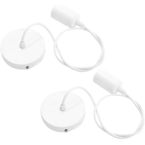 Lot de 2 Suspension E27 en Métal, Câble Réglable 100CM, E27 Porte Lampe Suspension, E27 Pendentif Suspendues Accessoires, pour Éclairage au Plafond Salon, Chambre(Blanc)