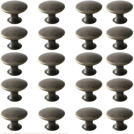Boutons de Porte,Boutons de Tiroir,Bouton de Meuble, Rond Boutons d'armoire,Boutons de laiton antique, Vintage Chic Poignées, Boutons de Placard pour Cuisine Chambre (20, Bronze) (1/5)