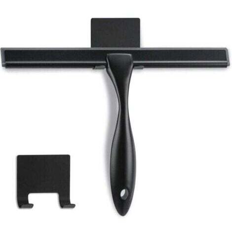Raclette de douche - 25,4 cm - Noir mat - Raclette multifonction en acier inoxydable pour salle de bain, portes de douche, miroirs, carreaux et fenêtres de voiture - 100 % sans rayures,TRIMEC
