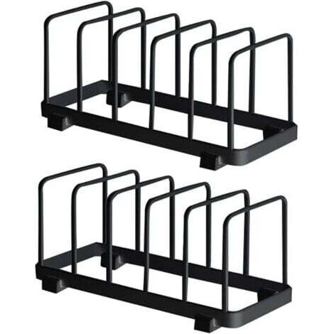 Assiette Organisateur, Égouttoir à Vaisselle, Supports à Assiettes, Organisateur d'Étagère à Assiettes, Rangement de Planche à Découper pour Cuisine Comptoir Placard (Noir, 2 Pièces) (1/4)