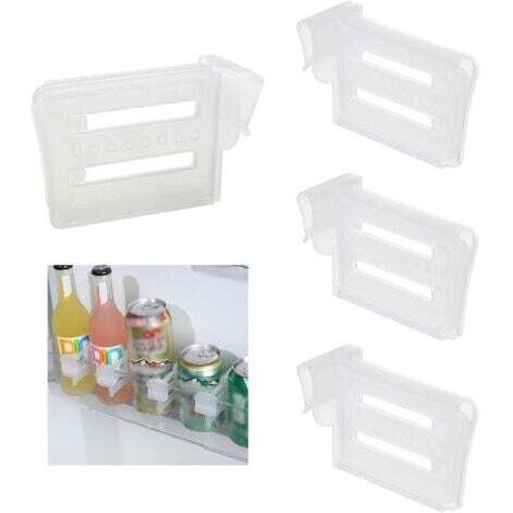 4 pcs Séparateurs et Organisateurs de Réfrigérateur, Diviseurs de Rangement pour Porte Latérale, Étagères Ajustables pour Congélateur, Œufs, Fruits, Boissons et Aliments (Transparent) (1/5)