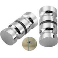 2-Pack of Shower Door Handles Bath Shower Door Handle 30 mm Replacement Door Handles in Polished Chrome Durable Stainless Steel Round Glass Door Handle