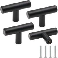 Set of 4 Black Stainless Steel Cabinet Door Handles, Vintage Drawer Knobs with Screws for Home Decoration