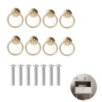 Set of 8 Antique Brass Ring Pulls, Single Hole Round Ring Handles, Suitable for Door Cabinets, Vanities, Drawer Dressers