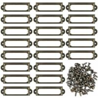 Set of 50 Metal Label Holders for Furniture, Drawer, Card, Name Plate Frame for Office Shelf, Bookshelf (60 x 24 mm)