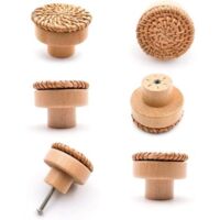 6 Pieces Wooden Furniture Handles, Wooden Drawer Pulls, Cabinet Knobs - suitable for kitchen cabinets, door handles, drawers, and living rooms 40 x 30 mm