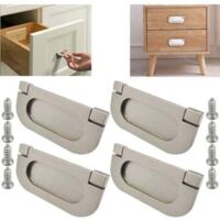 4-Pack Invisible Stainless Steel Handles, Silver Drawer and Wardrobe Accessories - With Screws (75 mm), Handles for Kitchen, Drawer, and Bedroom Furniture
