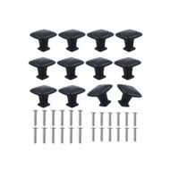 12pcs 30mm Black Square Cabinet Knobs Aluminum Alloy Black Door Knob Modern Furniture Handle Kitchen for Cabinet Drawer Buffet Wardrobe Bedside Table with Screws
