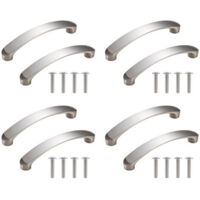 Aluminum Kitchen Cabinet Door Handles (96mm), 8 Pieces, Silver Drawer Pulls for Living Room Furniture with Screws