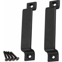 Black Barn Door Handle, 2 Barn Door Handles for Wood Door, for Gate/Garden Shed, Kitchen Cabinets, Door Handles, Closet, Drawer, Bedroom Furniture