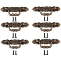 6 Pieces Vintage Zinc Alloy Drawer Handles, Delivered with 12 Screws, Zinc Alloy Cabinet Handle, for Furniture Cabinets, Wardrobes, Dressers, Wooden Boxes