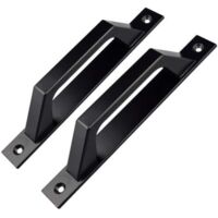 Set of 2 D-shaped door handles for wooden garden gate, Black 200 mm