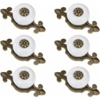 6 pieces White Copper Furniture Knobs Ceramic Drawer Knobs Vintage Furniture Knob with Alloy Screws for Furniture Roaster