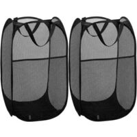 2 Piece Black Folding Dirty Clothes Basket, Laundry Basket, Clothes Storage Basket, Portable Dirty Clothes Basket