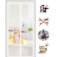 Magnetic Door Screen Door Curtain Anti-fly Self-closing Mounting Kit Tape 120x220CM White