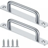 2 Piece Sliding Barn Door Handle with Stainless Steel Plate Pull Sliding Door Handle for Barn Door Cabinets