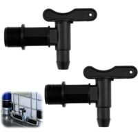 2PCS Robinet Cuve Plastique, Robinets pour Citerne De Pluie avec étanche Ruban PTFE - 3/4" - Robinet De Tonneau pour seaux, robinets