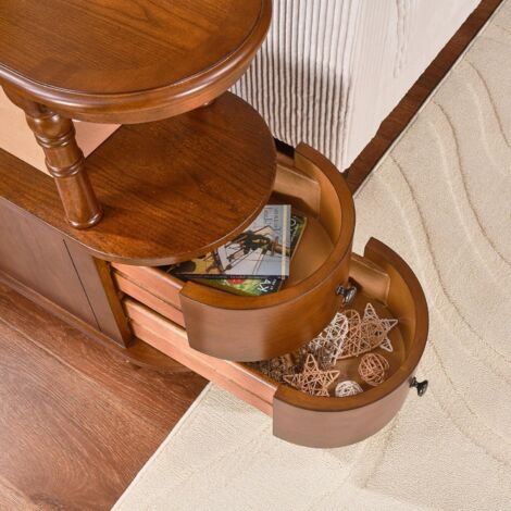 PADMA HOUSE 2 Set of Wood End Table with 2 Drawers and Storage Shelf ...