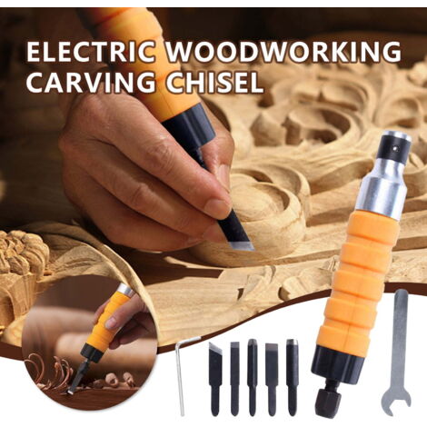 Scalpello elettrico per intaglio del legno da 12.000 giri/min, set di utensili per la lavorazione del legno, utensile per la lavorazione del legno con chiave esagonale e cinque tipi di lame