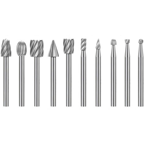 10 pezzi di frese rotanti, set di frese in carburo, punte per frese rotanti HSS, utensile rotante con gambo da 1/8" (3 mm) per smerigliatrice, lavorazione del legno, lucidatura dei metalli, incisione, (1/5)