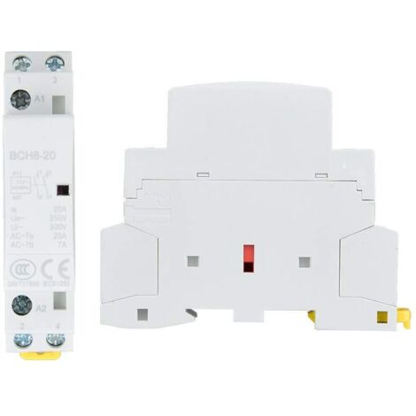Contattore AC 2P 20A 220V/230V Per Montaggio Su Guida DIN – 1NO+1NC, Silenzioso E A Risparmio Energetico