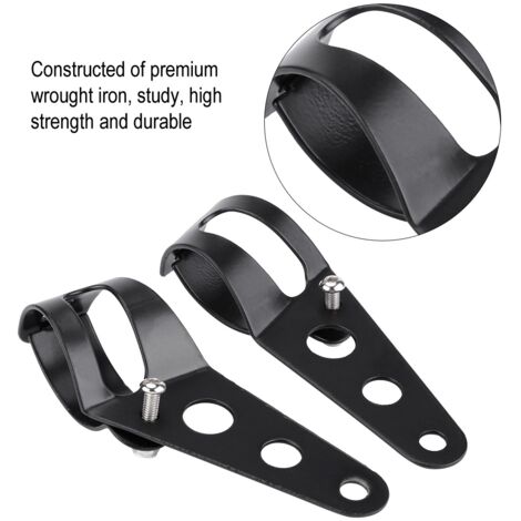 Staffe di montaggio per fari per moto, universali da 33 a 45 mm, staffe di montaggio laterali per fari per moto (nere)