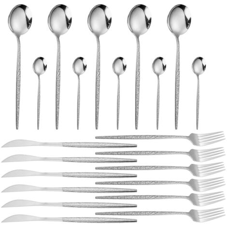 Zoternen Set di posate, posate in acciaio inox, set di posate da 24 pezzi con coltello, forchetta, cucchiaio, set di posate in acciaio inox, set di stoviglie per la cucina di casa e per le feste (24 p