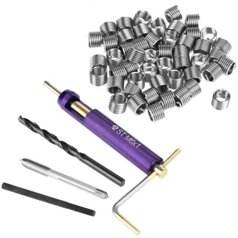 Zoternen Kit di riparazione filettature M6 da 50 pezzi, inserto filettato in filo di acciaio inossidabile, con chiave per trapano elicoidale, strumento per rottura maschi.