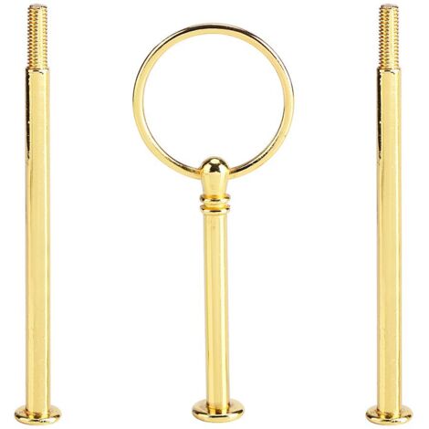 Set di aste per etagère, aste metalliche, taglia-foro centrale, motivi a corona/rotondi, piatto a 2 o 3 livelli con trapano per vetro per praticare fori per torte nuziali, alzata per torte, buffet per (1/3)