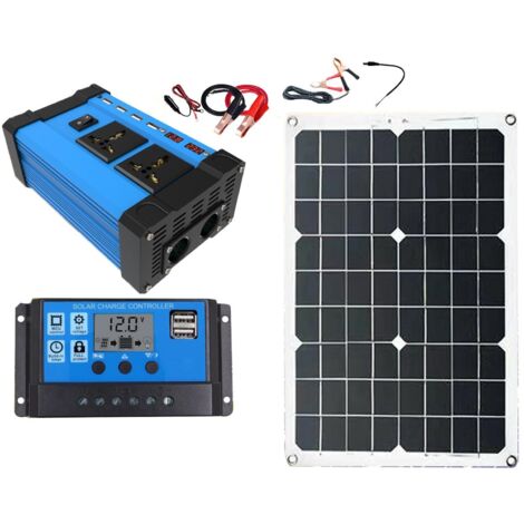 Generatore solare da 300 W - Inverter da 220 V, pannello da 18 V con controller, per alimentazione domestica
