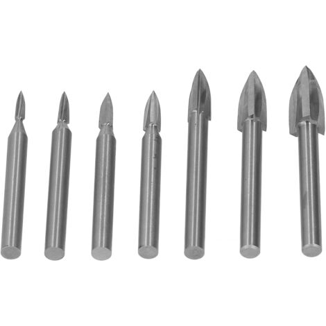 Punta per incisione, gambo da 6 mm, utensile per intaglio in acciaio rapido per la lavorazione del legno, 7 pezzi (1/5)