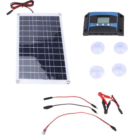 Kit pannello solare monocristallino da 40 W con regolatore MPPT - per barca, trattore, camper