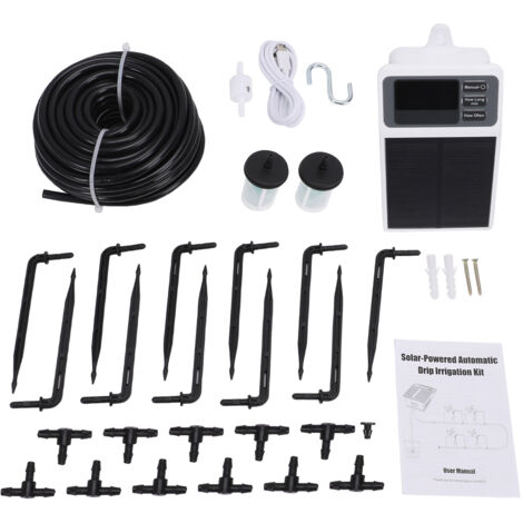 Kit di irrigazione a goccia solare automatico con timer intelligente, sistema di irrigazione per 10 piante in vaso - Balcone, giardino, serra