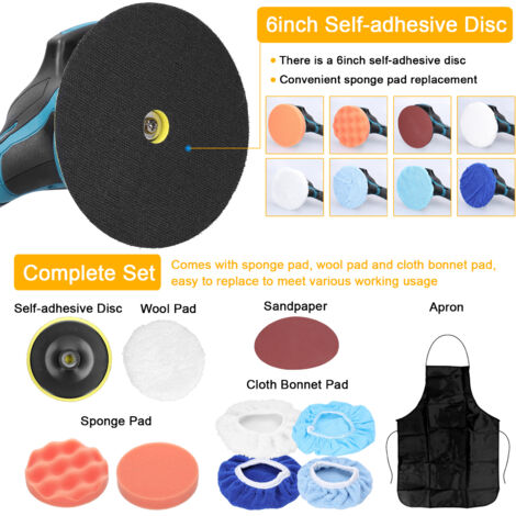 Lucidatrice elettrica per auto da 6 pollici - Macchina rotativa multifunzionale con tamponi in lana/spugna