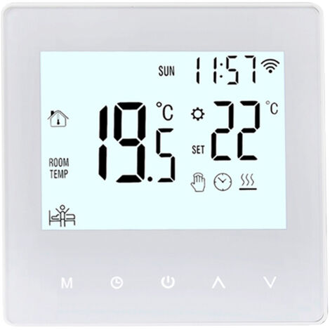 Termostato intelligente, 6+1 funzioni di programmazione, sensore di temperatura, pulsante a sfioramento su schermo LCD, termostato ambiente interno, manuale/automatico (W-2)