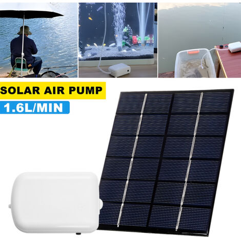 Aeratore solare per laghetto con pompa ad aria da 2000 mAh, batteria di riserva, tubi per ossigeno per acquario, tubi per giardino, vasca per pesci, acquario, piscina, decorazione del paesaggio (1/5)