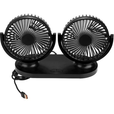 Ventilatore da auto Fydun a doppia testa con porta USB, condizionatore portatile, refrigeratore per auto, ventilazione a 12V, ventilatore da tavolo, rotazione a 350 gradi, ventilatore silenzioso per s (1/5)