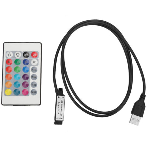 Striscia LED RGB 5V 24 tasti, telecomando wireless, controller IR effetto lampada USB 6A (1m)