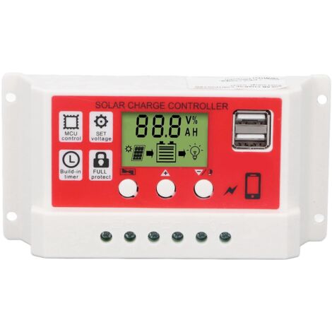 Regolatore di carica solare PWM Batteria al litio Regolatore fotovoltaico Display LCD 12V/24V30A