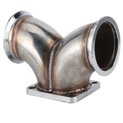 Adattatore a gomito a doppia Y da 3 pollici VBand per turbocompressore V6 V8 con flangia a doppia spirale per motore T4.