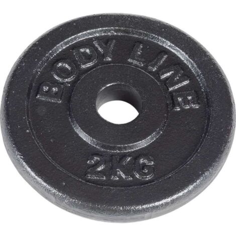 Disco in ghisa peso 2 kg e diametro 25 mm - allenamento con bilanciere - ginnastica a casa