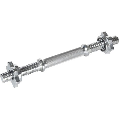 Asta cromata per manubrio con ghiera per dischi in ghisa - lunghezza 33cm e diametro 25mm - peso 1,2 kg