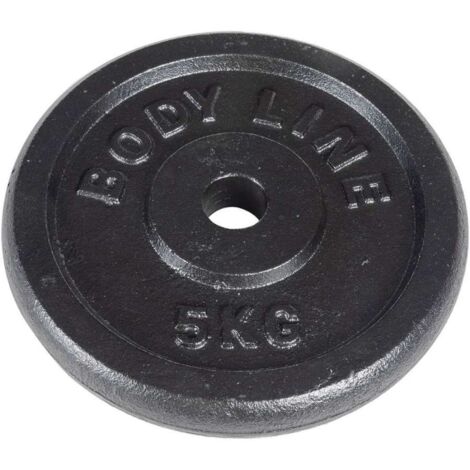 Disco in ghisa peso 5 kg e diametro 25 mm - allenamento con bilanciere - ginnastica a casa