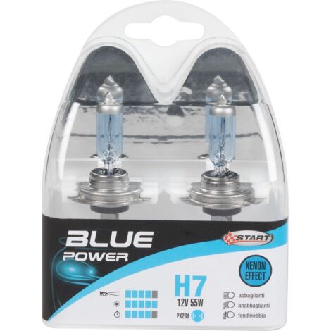 H7 Blue Power Coppia di Lampadine Xenon per luci auto 12V 55W PX26d