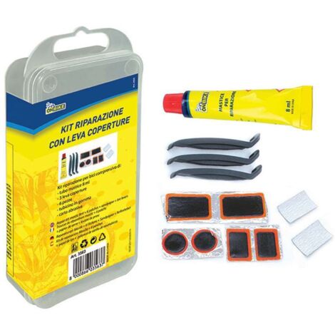 ON BIKE Kit riparazione rapida ruote bici con levacoperture e scatolina (1/3)