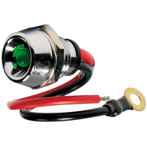 Spia a Led, in ottone cromato - 12/24V - Verde - 15A (1/3)