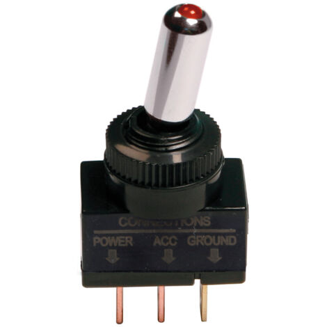 Interruttore a leva tipo Racing, in alluminio con spia a Led - 12/24V - Rosso - 20A (1/3)