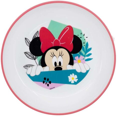 TATAWAY Disney ciotola rosa e bianca per bambine in plastica Minnie con base (1/3)