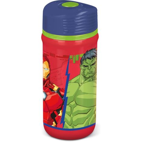 TATAWAY Marvel Borraccia rossa e blu in plastica per Avengers Hulk Iron 390 ml (1/4)